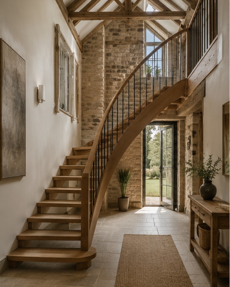 Finished oak staircase